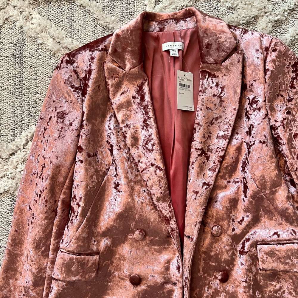 Topshop Pink Velvet Blazer - Picture 3 of 5